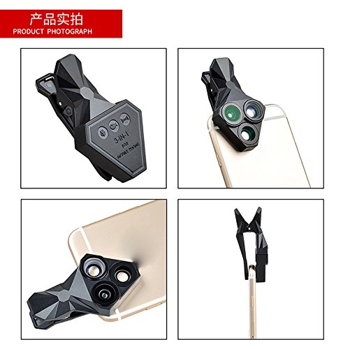 Hopezone 3 in 1 Professional HD Camera Lens Kit, 160 ° Fisheye ,0.65X Super Wide Angle Lens,20X Macro Lens, Clip-On Cell Phone Lens for iPhone 7/7 Plus/6s/6s Plus/6/5, Samsung & Most Smartphones