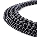 BEADNOVA 4mm AAA Black Smooth Polish Onyx Agate Round Loose Beads For Jewelry Making (98-100pcs)