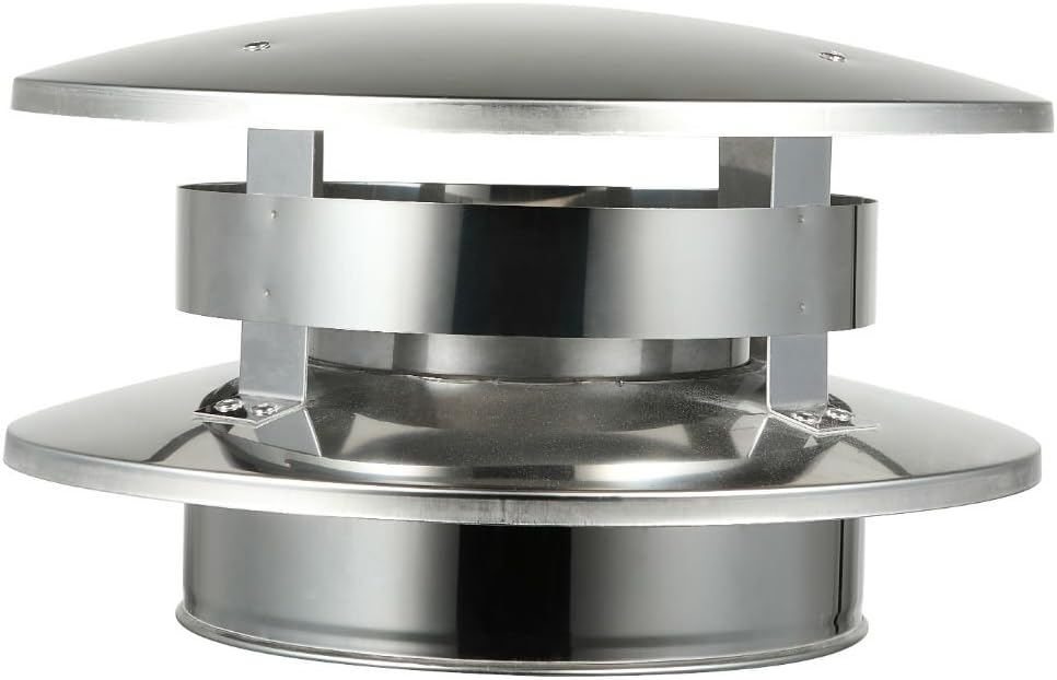 Rainbow Chimney 6'' Double Flue Chimney Cap with Flat Top, 304 Stainless Steel