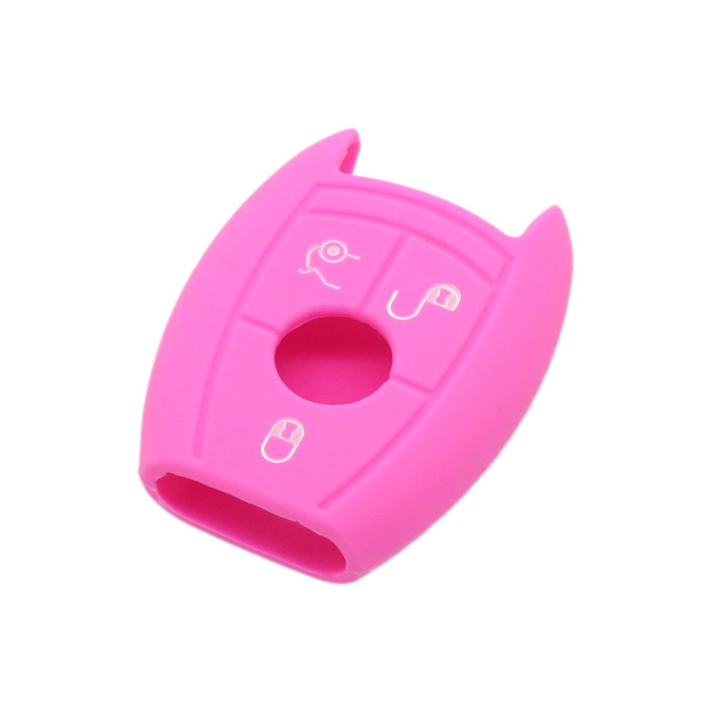 BROVACS Silicone Cover Protector Case Holder Skin Jacket Compatible with MERCEDES BENZ Smart Remote Key Fob 3 4 Button CV9950 Pink