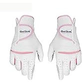 Scott Edward 1 Pair Leather Women's Golf Gloves Both Hand or 2 Pack Left Right Hand, Ladies Sports Gloves, Non-Slip Wear-Resistant Gloves, Breathable, Soft, Enhanced Grip and Comfort (Pink)