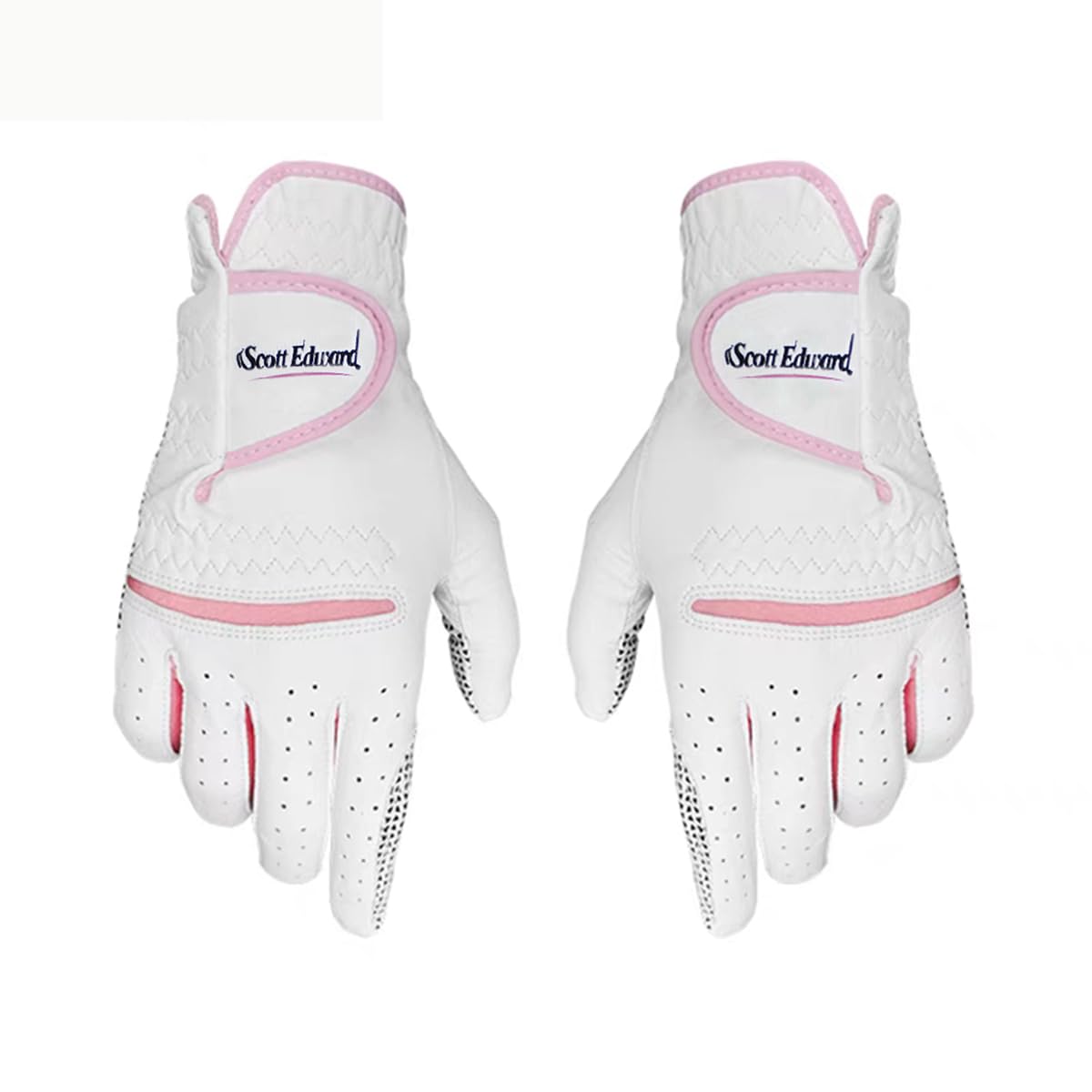 Scott Edward 1 Pair Leather Women's Golf Gloves Both Hand or 2 Pack Left Right Hand, Ladies Sports Gloves, Non-slip Wear-resistant Gloves, Breathable, Soft, Enhanced Grip And Comfort (Pink, 20-L)