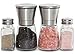 JBTrend Premium Salt and Pepper Grinder Set with FREE Matching Salt and Pepper Shakers - Stainless Steel Salt & Pepper Grinder Set with Glass Body and Adjustable Ceramic Mill - Great Gift Idea