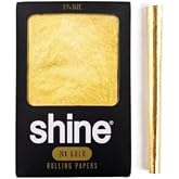 Gold Cigarette Rolling Papers | 1.25 Size 1 Sheet Per Pack | Shine Papers | Luxury Gift | Clean Burning | All Natural Edible 24k Gold With Gum Glue Strips