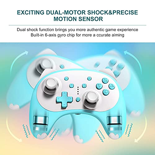 KINGEAR Controller für Switch/PC Geschenke für Frauen Geschenke für Männer, Wireless pro Controller Blau für Switch Spiele Mario, Viel Spaß mit Geschenke Graduation Controller für Switch
