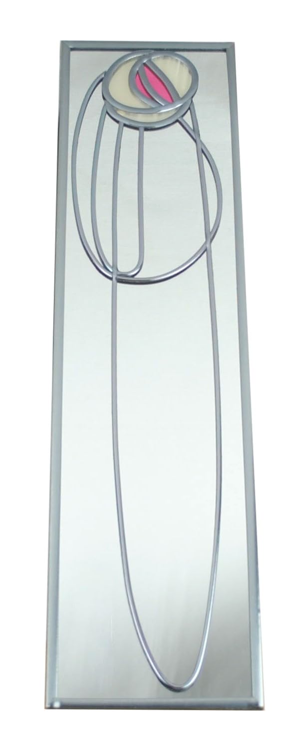 Winged Heart Decorative Stained Glass Mirror in a Mackintosh Art Nouveau Rose Design (pink and ivory)