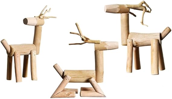 HDOUBR Handgemachte hölzerne Hirschverzierungen Hauptdekoration