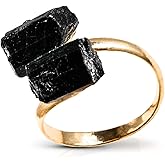 AYANA Adjustable Healing Crystal Ring | Handmade bypass ring for women with Gold-plated Copper | Statement Rings with Ethically Sourced Natural Healing Crystal Gemstone (Tourmaline)