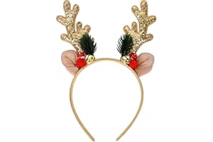 GOSUOA Christmas headbands for women,Gold Reindeer Antlers Hair Bands,Holiday Party Decorations Christmas Costume Christmas Accessories for Women Girls