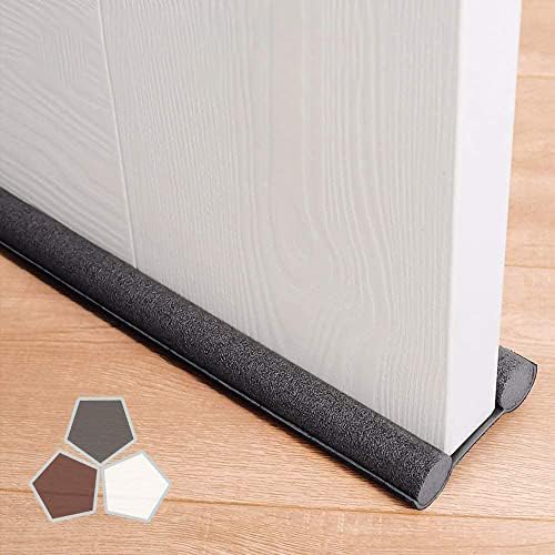 Draft Stoppers - Under Door Draft Stopper 37 Inch Cuttable and Washable,Twin Door Draft Stopper,Energy Saving Door Weather Stripping Reduce Noise Window Breeze Blocker Adjustable Door Sweeps, Gray