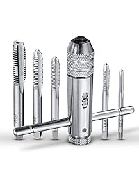 IBEUTES - Juego de herramientas de rosca para grifo de trinquete con mango en T ajustable con 5 piezas M3-M8 0.118 in-0.315 in rosca de rosca métrica con forma de T