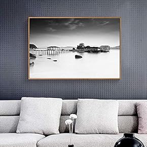 Floating Framed Canvas Wall Art for Living Room, Bedroom Black and White Bridge Canvas Prints for Home Decoration Ready to Hang - 16x24 inches
