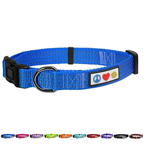 Pawtitas Pet Soft Training Adjustable Reflective Stitching Puppy / Dog Collar Extra Small 3/8 Inch Blue