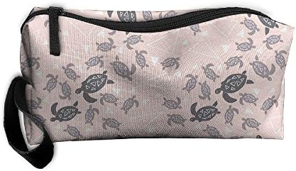 Portable Outdoor Cosmetic Toiletry Clutch Bag Accessories Organizer Case Travel Home Use Zipper Oxford Sea Turtles Pink Background Storage Pouch Pencil Case