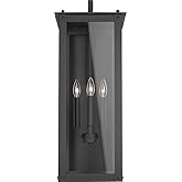 Capital Lighting 934641BK Hunt Urban/Industrial Clear Glass Rectangular Outdoor Wall Lantern, 4-Light 240 Total Watts, 29" H 