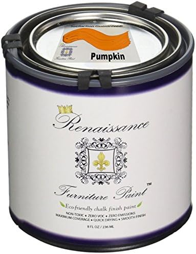 Renaissance Chalk Finish Paint - Pumpkin - Half Pint (8oz) - Chalk Furniture &amp; Cabinet Paint - Non Toxic, Eco-Friendly