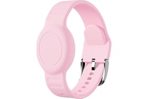 Foweroty 1|2 Pack for AirTag Bracelet for Kids, Waterproof for Air tag Holder with Soft Silicone Full Coverage Anti-Lost Hidden for Airtag Wristband Accessories Watch Band for Child, Light Pink