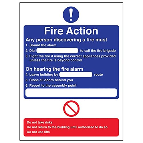 V Safety Fire Action - General Fire Action Dial - 200 x 300 mm Safety Sign — image 1