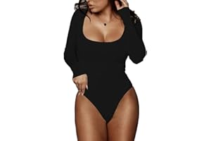 BelleLovin Women's Square Neck Long Sleeve T-shirt Basic Bodysuit Jumpsuits