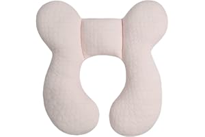 Blublu Park Upgraded Baby Head Support Pillow for Newborn Toddler, Soft Cotton Baby Travel Pillow for Car Seats and Strollers for Baby, Pink