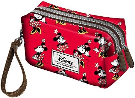 DISNEY Minnie Cheerful - Beauty Case with two Zippers and Handle- Red