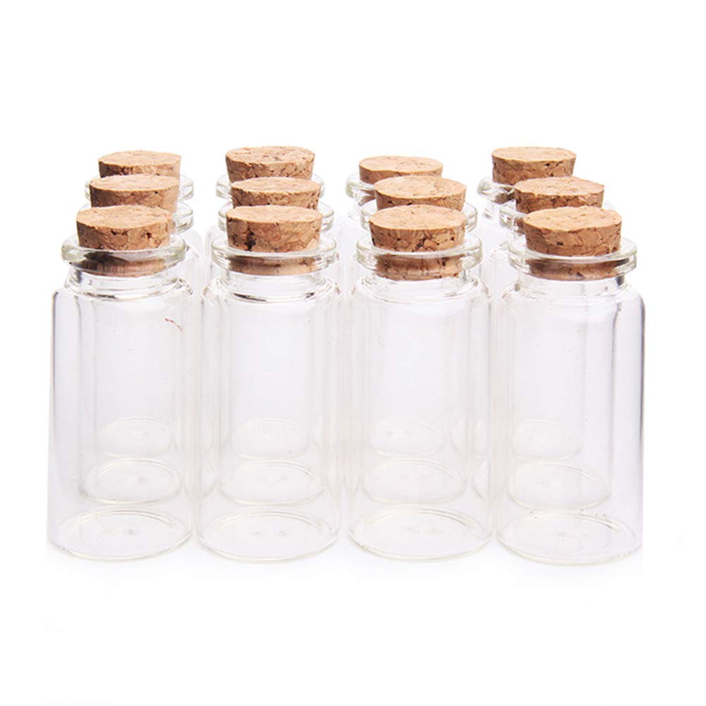 Danmu Art 12Pcs 25ml 30mm x 60mm Glass Jars Vials with Cork Stoppers Mini Glass Bottles Glass Storage Preserving Jars