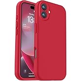 Vooii Compatible with iPhone 16 Case, Liquid Silicone Upgrade [Camera Protection] [Soft Anti-Scratch Microfiber Lining] Shockproof Phone Case for iPhone 16 6.1 inch - Red