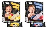 Nosh Baby Munchable Teethers Organic Rice Teething Wafers, 26 Piece, Sampler Pack (Pack of 2), Pomegranate Blueberry & Banana Mango