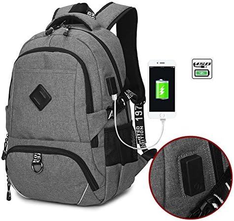 Designed for the new shoulder bag men's casual oxford cloth bag USB rechargeable travel backpack computer baggray 18 inch