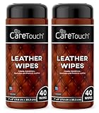Care Touch Leather Cleaner Wipes for One-Step Cleaning, Conditioning, and Protecting - Pack of 2, 40 Wipes Each for Cars, Shoes and Other Leather Surfaces