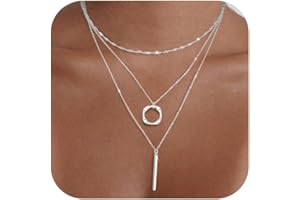Bheop Gold Silver Layered Necklaces for Women Trendy, Dainty 925 Sterling Silver Chain Necklace Stack for Women Layering Circle Pendant Choker Necklaces Set Non Tarnish Jewelry Gifts for Teens