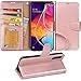Arae Wallet Case for Samsung Galaxy A50 PU Leather flip case Cover [Stand Feature] with Wrist Strap and [4-Slots] ID&Credit Cards Pocket for Samsung Galaxy A50, Rosegold