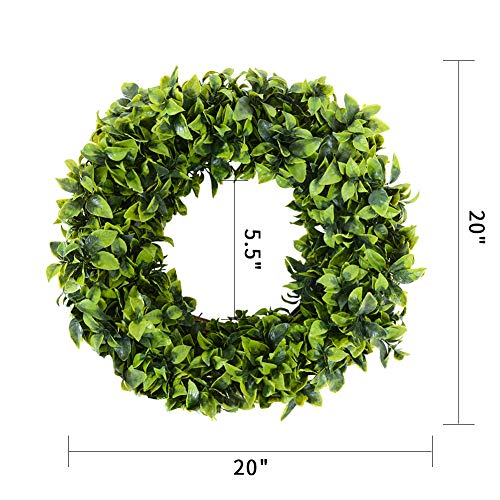 Green Wreath Boxwood 20 Inch Adjustable Artificial Wreath Spring Summer