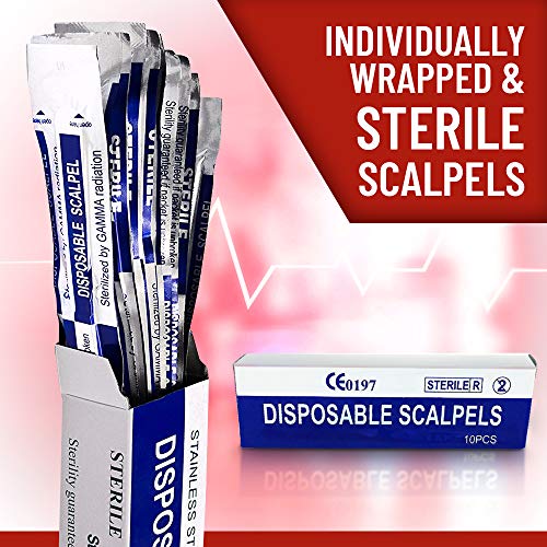 Disposable Scalpel 22, Pack of 10 Disposable Dermaplaning Blades with