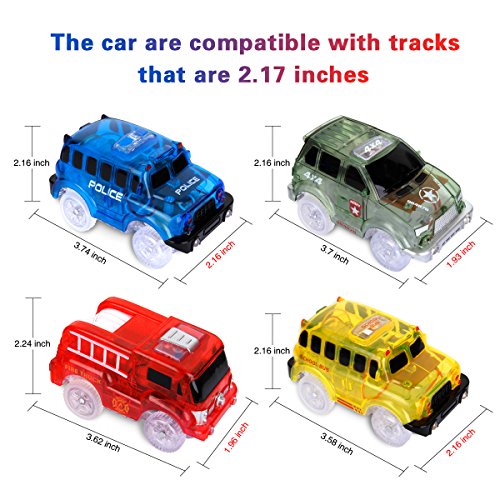 image for YanMall 4 Pack Magic Tracks Cars and 1 Screwdriver, Cars Race Track, (