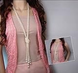 Voberry Fashion Hot Sale 1pcs 124cm (51 inch) Girls' Long Knotted Pearl Necklace Women Fashion Sweater Chain Clothing Accessories Jewelry (B)