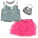 18 Inch Doll Clothes 4 Piece Skirt Set Fits 18 Inch American Girl Dolls, Includes a Gray Sequin Trim Tank, Hot Pink Tulle Skirt, Sequin Necklace, & Purse, My Doll's Life