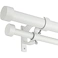 Lwiiom Double Blackout Curtain Rods 36 to 72 Inches (3-6 Feet),1-Inches Front and 5/8 Inches Back Adjustable End Cap Double Window Drapery Rod for Drapes and Curtains,Matte White