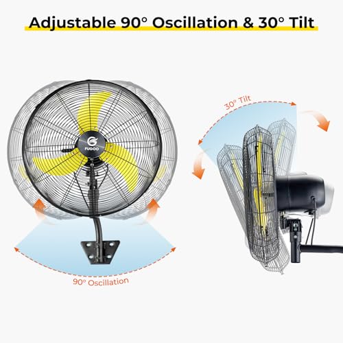 FUGOO 24" Eco BLDC Motor Powerful Airflow Quiet Industrial Outdoor Wall Fan | Waterproof, 6000 CFM, 50%+ Energy Savings, Oscillating, Remote Control for Patios Garage Workshop