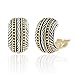 JanKuo Jewelry Two Tone Bali Antique Style Symmetrical Shape Clip On Earrings