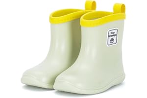 NQTOER Toddler Kids Rain Boots for Boys Girls Easy-on Lightweight Waterproof Rainboots Baby