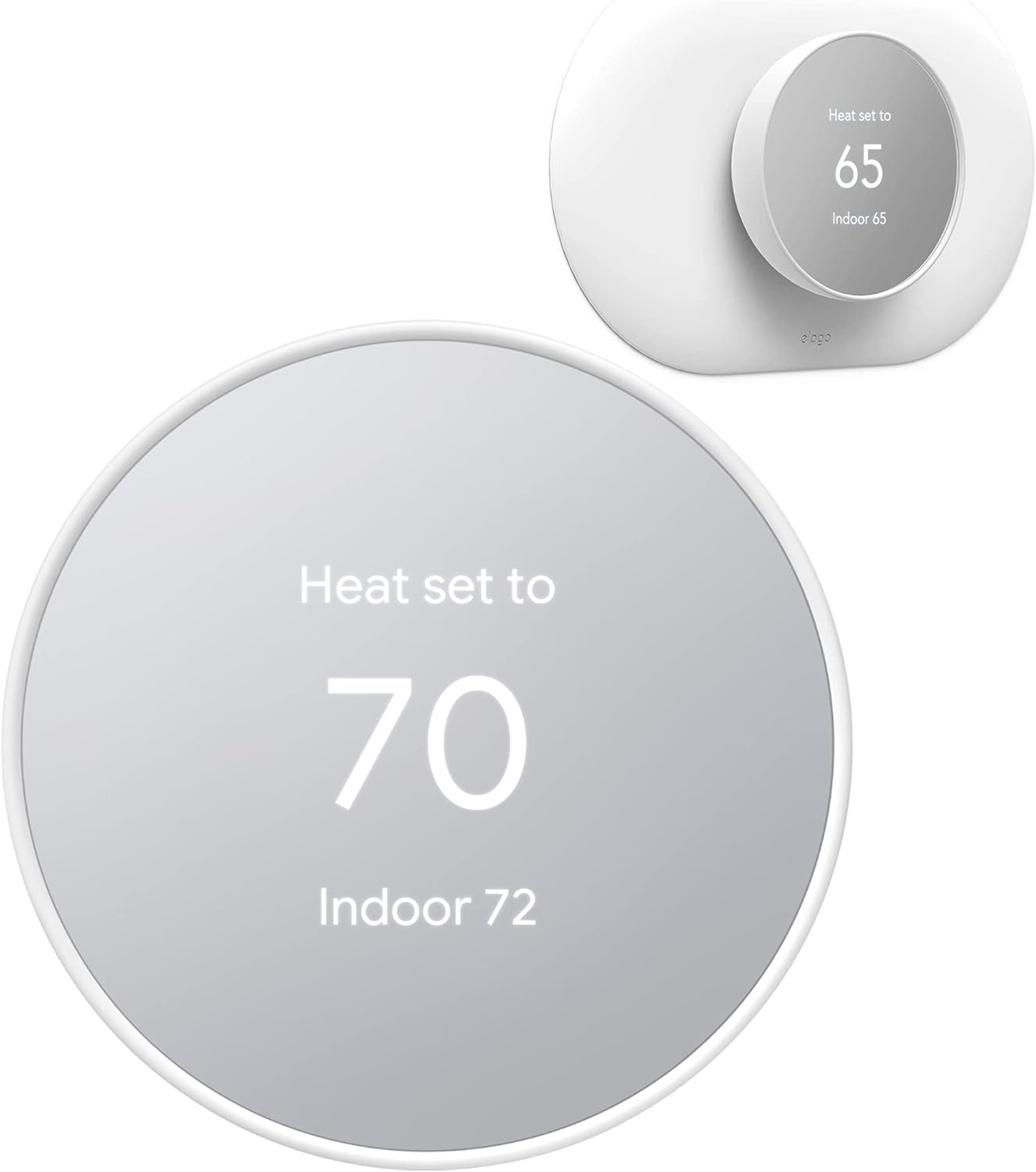 Google Nest Thermostat - Smart Thermostat for Home - Programmable WiFi Thermostat - Snow - GA01334-US Bundle with elago Wall Plate Cover Plus Compatible with Google Nest Thermostat - White