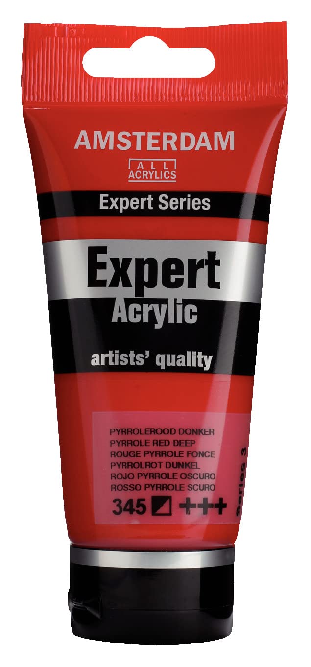 Amsterdam Expert Series Acrylic Paint Tube - 75 ml Pyrrole Red Deep 345 - Semi-Opaque High Pigment Lightfast Professional Heavy Body Paint