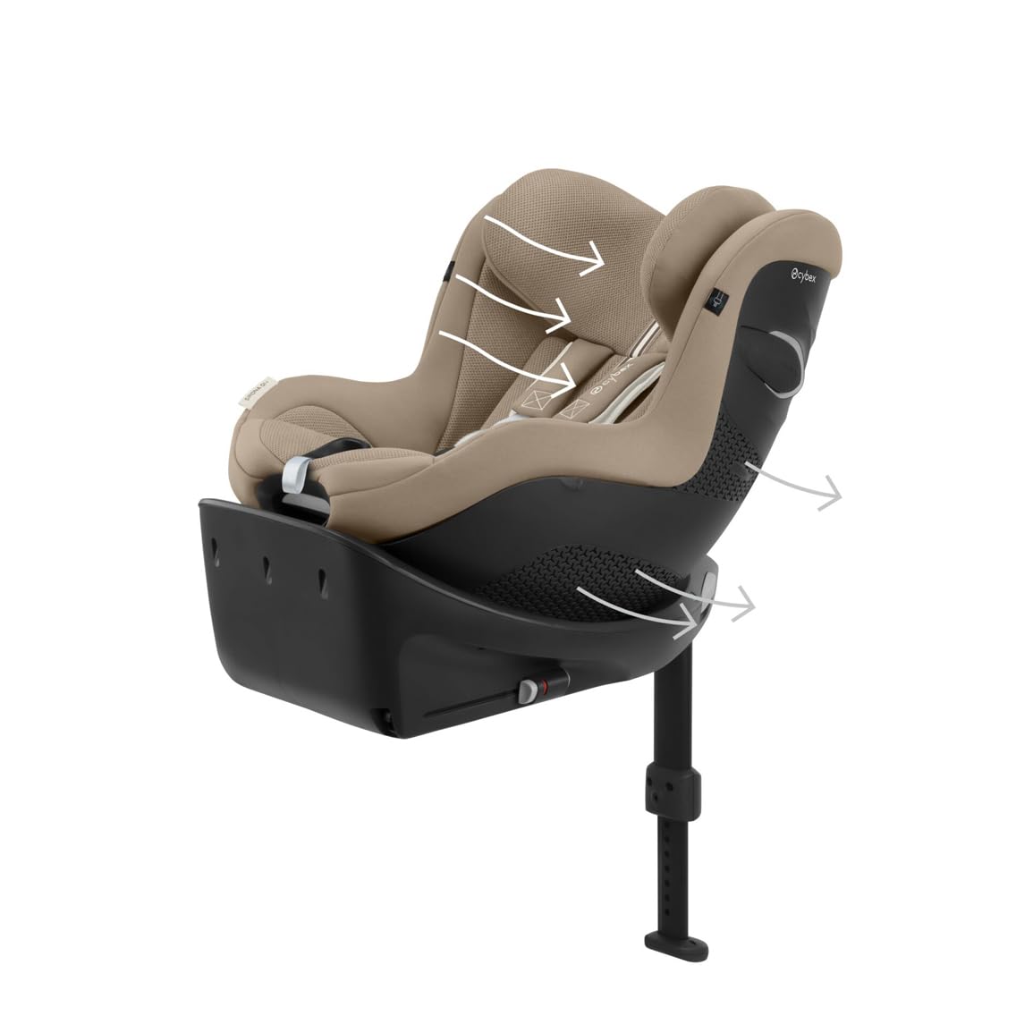 CYBEX Gold Kinder-Autositz Sirona Gi i-Size Plus inkl. Base, Ab ca. 3 Monaten bis 4 Jahre (Ab Geburt mit Neugeboreneneinlage), Max. 20 kg, 61 - 105 cm (Ab 40 cm mit Neugeboreneneinlage), Almond Beige 6