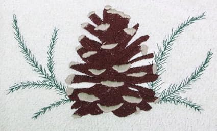 Amazon Com Big Black Horse Llc Bath Towel Set With Embroidered Pine Cone And Sprigs Beige Home Kitchen