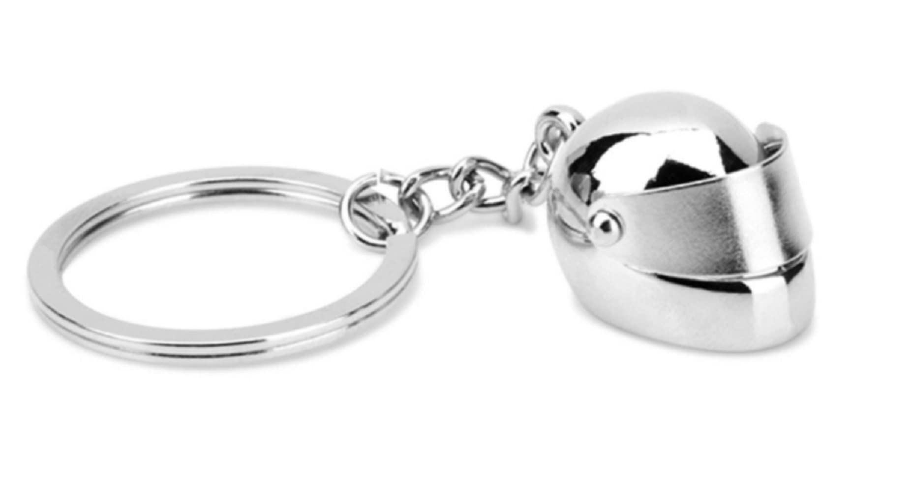 Sportigo ® Motorbike Helmet Keyring in Silver Colour/Biker Gift Present