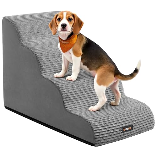 Feandrea 4-Step Dog Stairs, Dog Steps for Bed, Sofa, Waterproof Pet Stairs with…