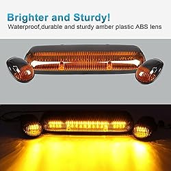 Partsam 3PCS Amber LED Cab Roof Marker Light Top
