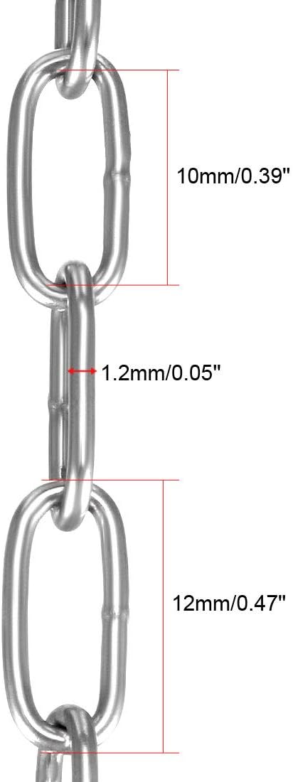 sourcing map Stainless Steel 304 Hardened Proof Coil Chain 1m Length 1.2mm Thickness Zinc Plated, 1 Meters - Image 4