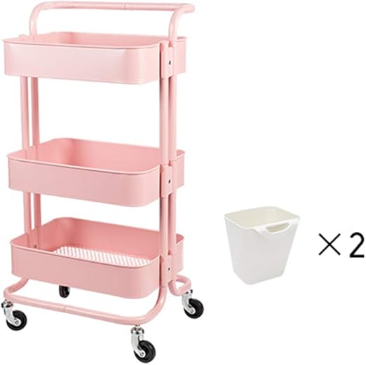 Storage Cart With Wheels With Handle Kitchen Roller Rack Bathroom Cart Baby Storage Rack Vegetable And Fruit Storage Basket Carbon Steel Size 45 36 5 87cm Amazon Ca Home Kitchen